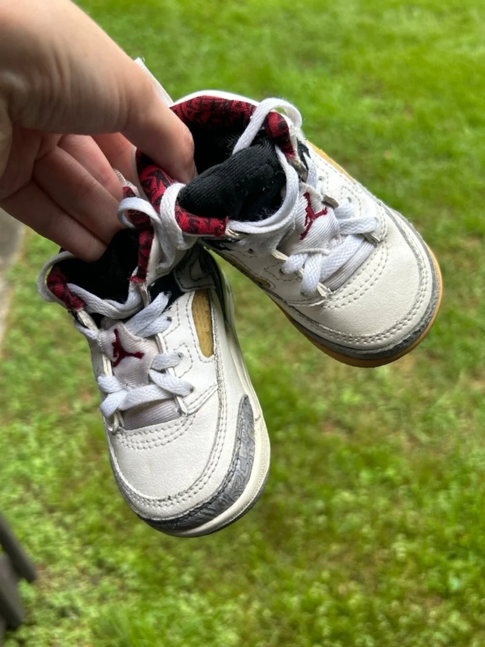 Jordan baby/Toddler White, Red & Gold Sneakers